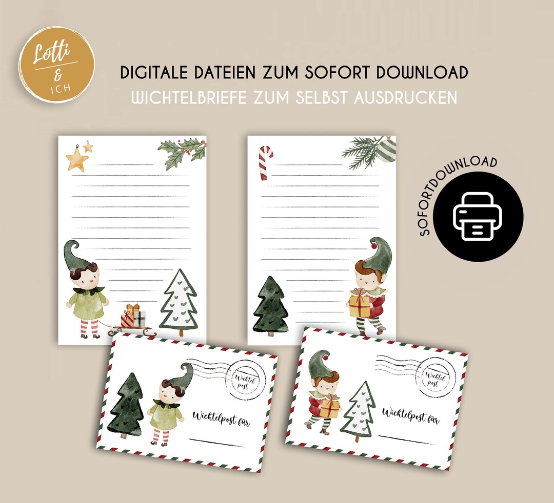 Wichtelbriefe zum Ausdrucken Wichtelpost Weihnachtswichtel DIY Vorlage