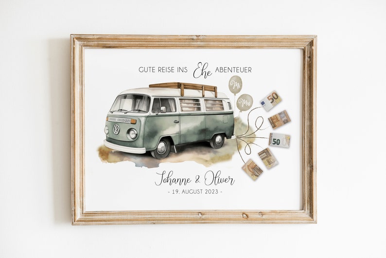 Personalisiertes Geldgeschenk für Brautpaar Geldgeschenk zur Hochzeit Auto mit Geldscheinen Bild 4