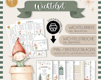 Secret Santa letters to print out | Secret Santa set Secret Santa stationery | Secret Santa post Christmas gnomes | Secret Santa accessories | PDF download craft templates