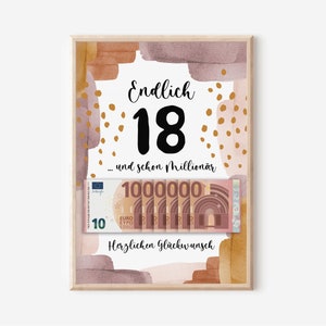 Geldgeschenk zum 18. Geburtstag | Geldgeschenk zur Volljährigkeit | PDF Sofort Download Geldgeschenk