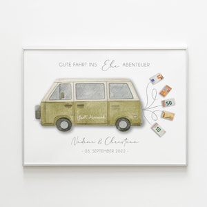Personalisiertes Geldgeschenk für Brautpaar | Geldgeschenk zur Hochzeit | Auto mit Geldscheinen
