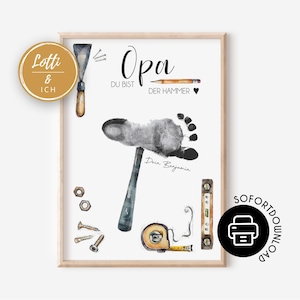 Ein ganz besonderes Geschenk für den besten Opa, mit Liebe gestaltet
Handabruck oder Fußabdruck als digitales Poster zum Herunterladen, selbst ausdrucken und gestalten