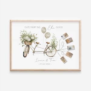 Personalisiertes Geldgeschenk für Brautpaar Geldgeschenk zur Hochzeit Fahrrad mit Geldscheinen Tandem Hochzeitsgeschenk Bild 7