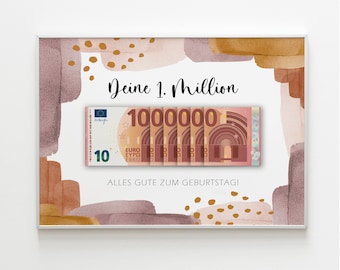 Money gift birthday | Last minute birthday gift | First million birthday | DIY money gift | PDF Instant Download