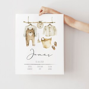 Geburtsposter Junge personalisiert I Geschenk Geburt Babyparty Taufe I Wanddekoration Kinderzimmer | Geburtsanzeige