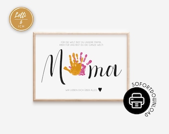 Regalo per la festa della mamma | modello di impronta della mano | Regalo per la mamma | Download digitale per la stampa