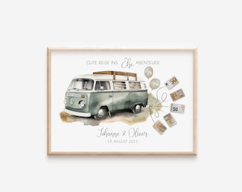 Personalized money gift for the bride and groom | Money gift for the wedding | Car with banknotes