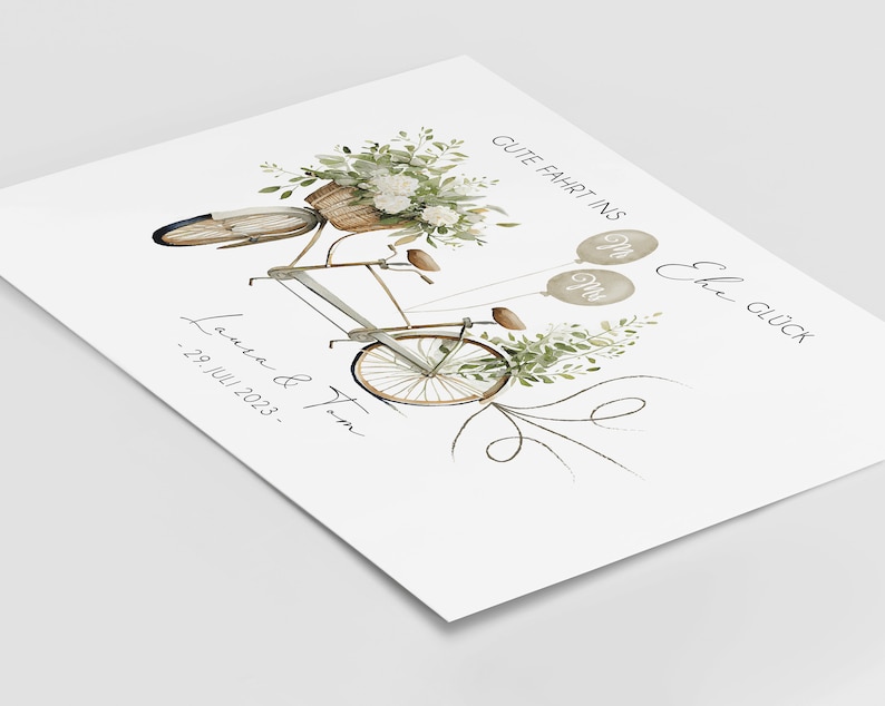 Personalisiertes Geldgeschenk für Brautpaar Geldgeschenk zur Hochzeit Fahrrad mit Geldscheinen Tandem Hochzeitsgeschenk Bild 2