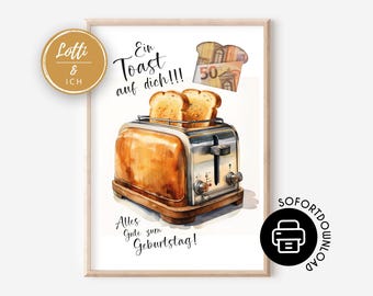 Money gift for birthday | PDF to print | Gift idea for wrapping money | Wrapping money beautifully | Wish fulfiller | Digital download
