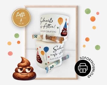 Geld cadeau verjaardag I Verpest de leeftijd I Afdrukbaar verjaardagscadeau I DIY grappig cadeau I Geef geld voor een verjaardag