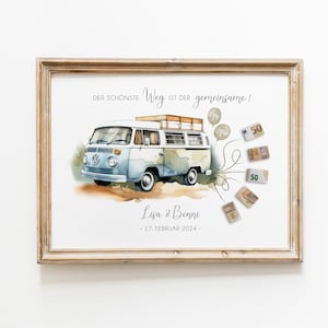 Personalisiertes Geldgeschenk für Brautpaar Geldgeschenk zur Hochzeit Auto mit Geldscheinen VW Bus Hochzeitsgeschenk Bild 4