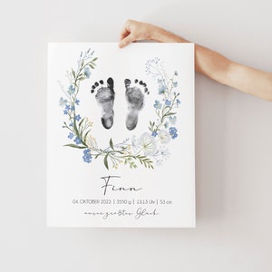 Geburtsposter Fußabdruck Handabdruck Baby I Geschenk zur Geburt personalisiert