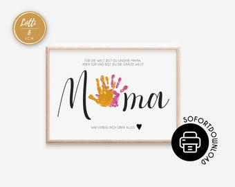 Regalo del Día de la Madre | Plantilla de huella de mano | Regalo para mamá | Descarga digital para imprimir