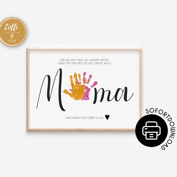 Muttertagsgeschenk | Handabdruck Vorlage | Geschenk für Mama | Digitaler Download zum Ausdrucken