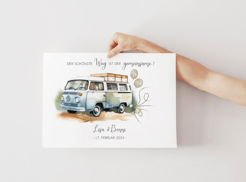 Personalisiertes Geldgeschenk für Brautpaar Geldgeschenk zur Hochzeit Auto mit Geldscheinen VW Bus Hochzeitsgeschenk Bild 5