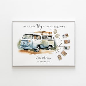 Personalisiertes Geldgeschenk für Brautpaar Geldgeschenk zur Hochzeit Auto mit Geldscheinen VW Bus Hochzeitsgeschenk Bild 7