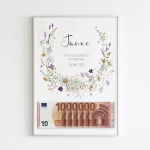 Geldgeschenk zur Kommunion Konfirmation Firmung oder Taufe I Geldgeschenk personalisiert | Geschenkidee Verpackung Geld