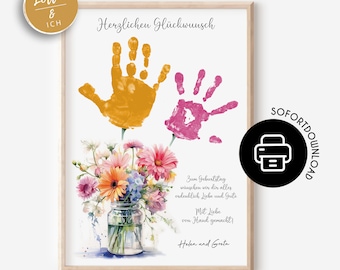 Muttertagsgeschenk | Vatertagsgeschenk | Geschenk von Kindern zum Geburtstag | Handabdruck Poster mit Kinder Handabdruck