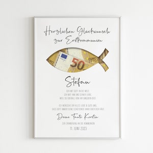 Geldgeschenk zur Kommunion Konfirmation Firmung oder Taufe I Geldgeschenk personalisiert | Geschenkidee Verpackung Geld