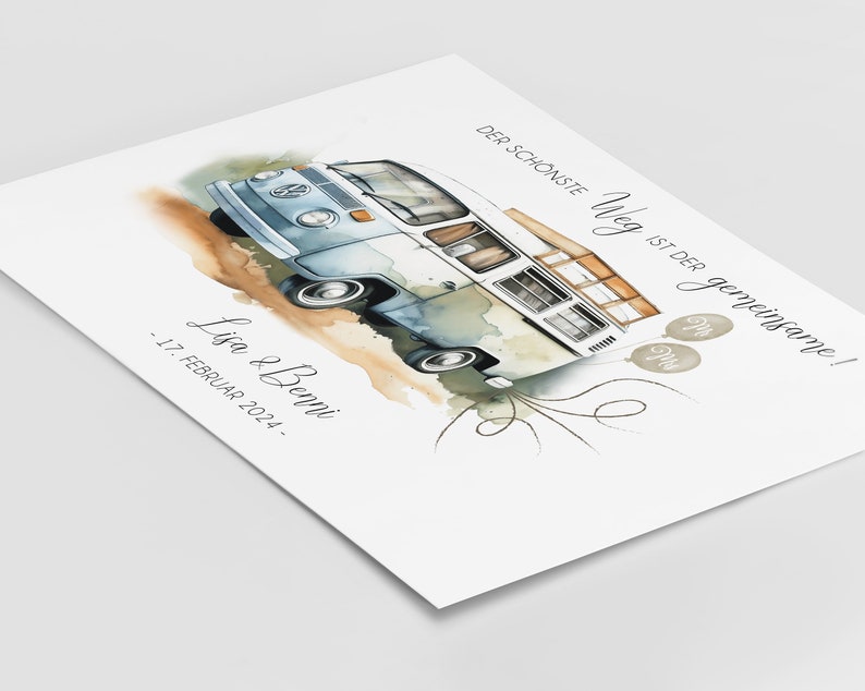 Personalisiertes Geldgeschenk für Brautpaar Geldgeschenk zur Hochzeit Auto mit Geldscheinen VW Bus Hochzeitsgeschenk Bild 2