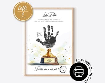 Vaderdagcadeau | Handafdruksjabloon | Cadeau voor papa | Digitale download om af te drukken | 's Werelds beste vader