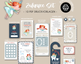 Mall för tandfé-kit | Tandfé-certifikat | Tandfé-present | Tandfé-brev | Utskrivbar mall för tandfé | PDF-nedladdning direkt