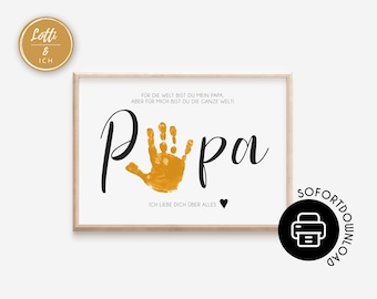 Regalo del Día del Padre | Plantilla de huella de mano | Regalo para papá | Descarga digital para imprimir