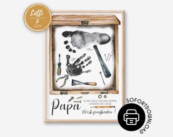Father's Day gift | Handprint template | Gift for dad | Digital download to print | Dad you are awesome toolbox