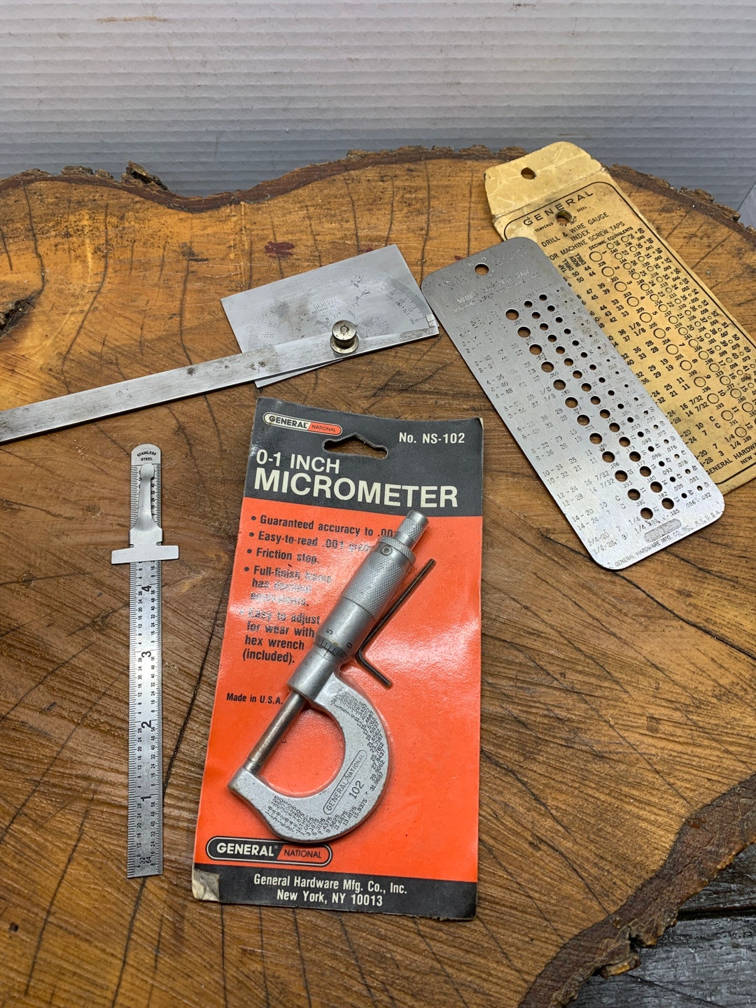 General Micrometer Drill Wire Gauge Degree Ruler Lot Etsy