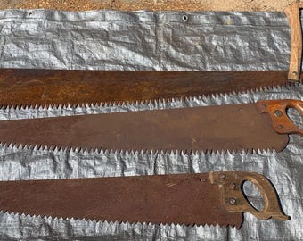 Saw lot as found , carpenter , logging , lumber jack ,timber frame , shipwrights 4 ft long 2 man saw