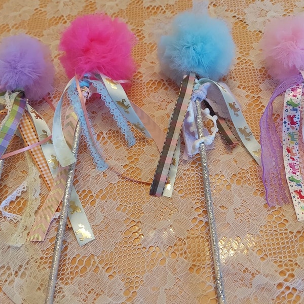 PREMIUM Fairy Princess Wand~Sparkle Pom Pom Abby Cadabby Wand~Dress Up~Baby Girl ~Birthday Wand~14" Long~ Gift ~ Reward Fun Toy for Her