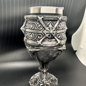 3D printed Chalice with wine tumbler and lid.