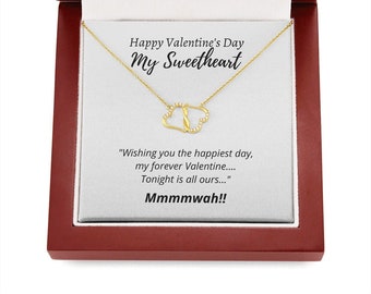 Happy Valentine's Day / Gold Necklace and Hearts / Valentines Day / Valentines Day Gift