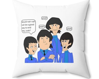 The Beatles Cushion, One-Sided Image Cushion, Hey Jude, Funny Beatles Decor, Spun Polyester Square Cushion and Cover