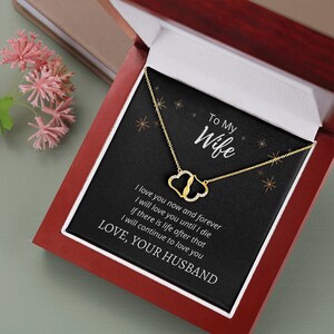 Interlocking Hearts and Necklace / Solid Gold / Interlocking Hearts and Chain /Wife Gift Everlasting Love with Luxury Box & MC