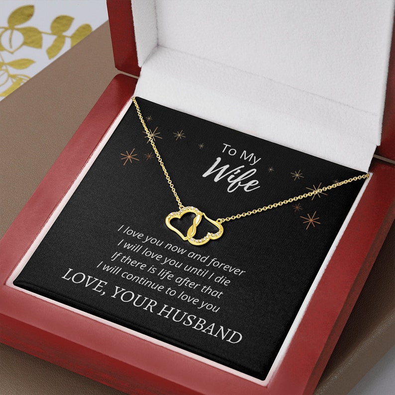 Interlocking Hearts and Necklace / Solid Gold / Interlocking Hearts and Chain /Wife Gift image 6