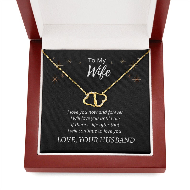 Interlocking Hearts and Necklace / Solid Gold / Interlocking Hearts and Chain /Wife Gift image 2