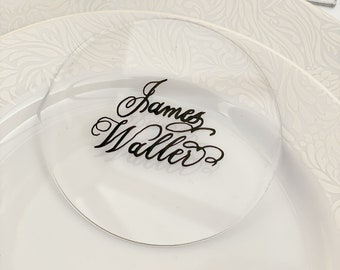 acrylic calligraphy place cards, wedding place names, table place cards, wedding place cards