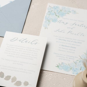 Blue hydrangeas Invitations, Semi-Custom Invitation Suite, Wedding Invites image 4