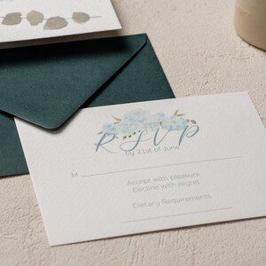 Blue hydrangeas Invitations, Semi-Custom Invitation Suite, Wedding Invites image 3