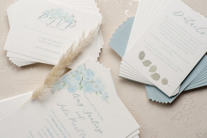 Blue hydrangeas Invitations, Semi-Custom Invitation Suite, Wedding Invites image 6