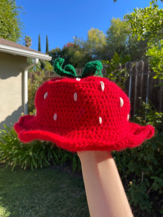Crochet Strawberry Bucket Hat - Etsy
