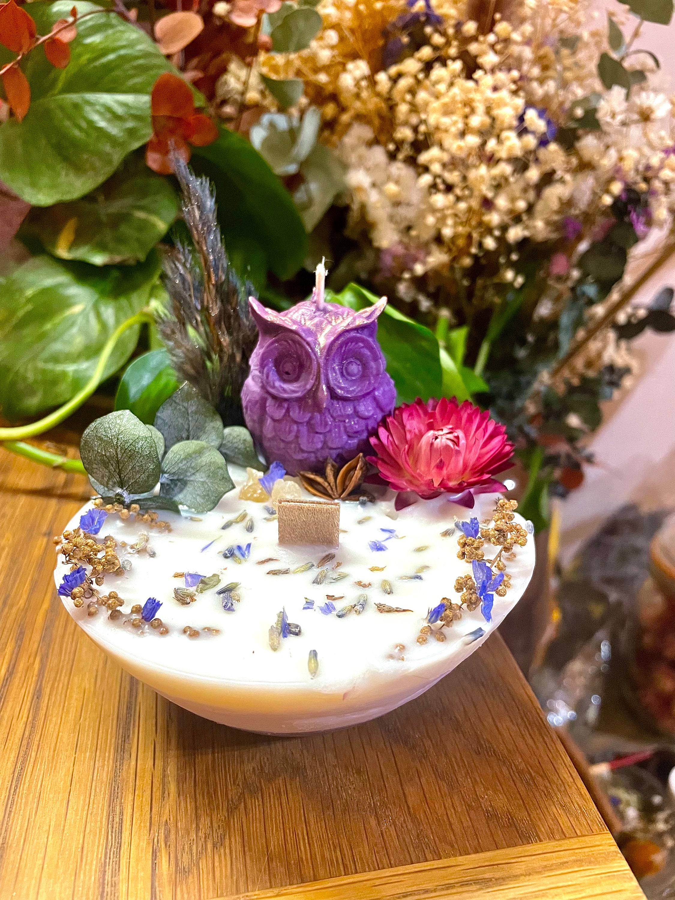 Bougie Fleurie Hibou