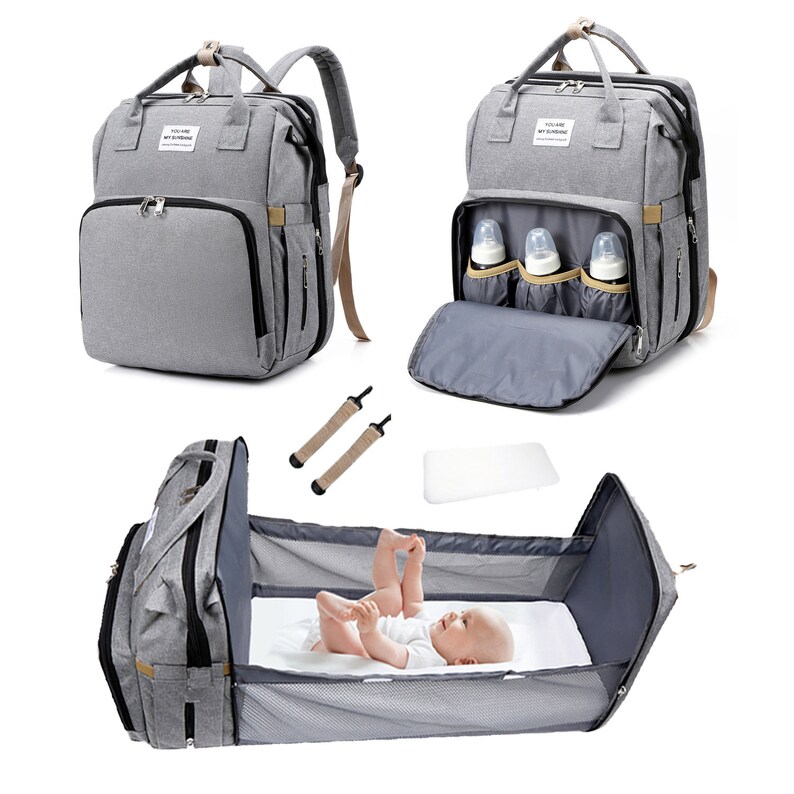 3 in 1 Travel Foldable Baby Bed Diaper Bag Backpack Etsy