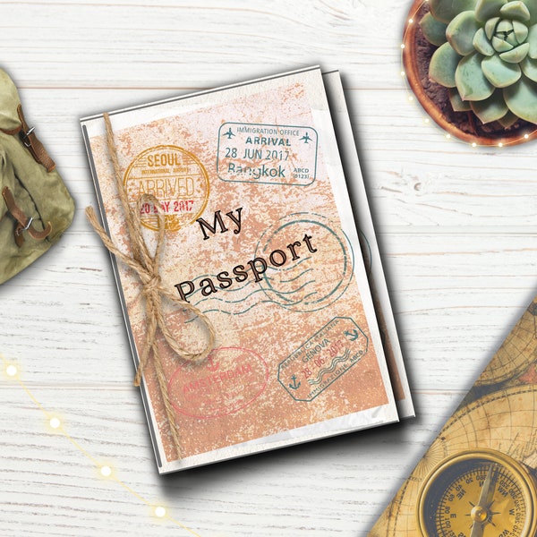 Travel Scrapbook Journal Large passport Custom Children's Scrapbook 7 continents play passport Printable PDF Download Travel curriculum