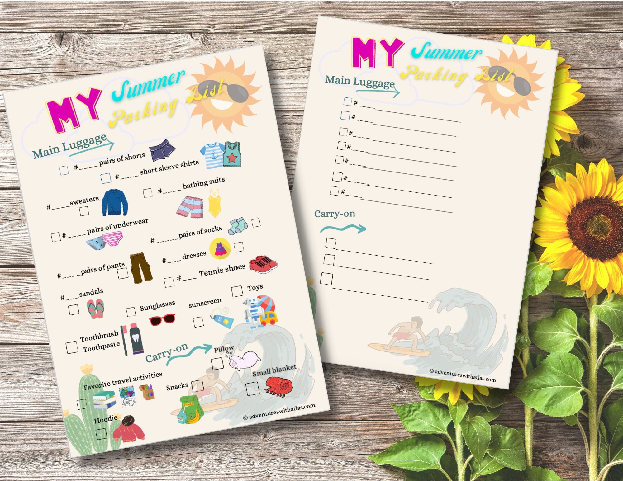 Printable Summer Packing List for Children (digital Download) - Etsy