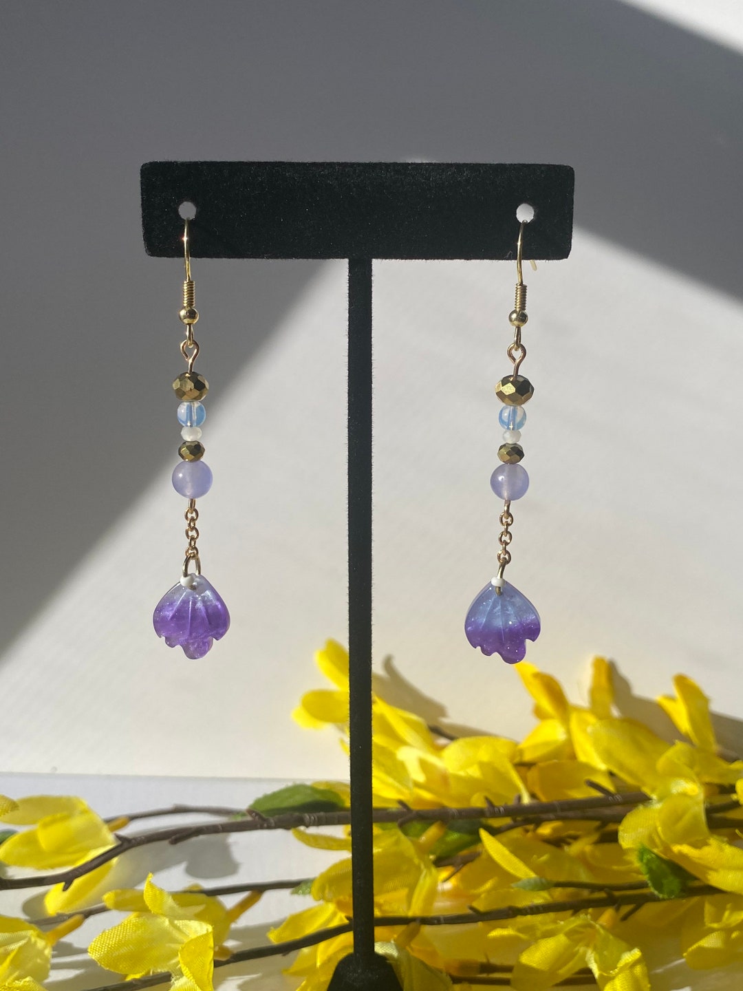 Genshin Impact Keqing Inspired Dangling Earrings Etsy