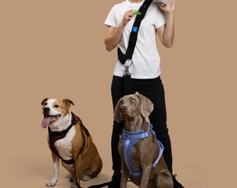 Hands-Free Crossbody Leash Bundle (Includes two clip-on leashes and a box of bags)