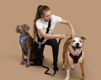 Hands-Free Crossbody Dog Leash Bundle: Adjustable, Multi-Pet + Waste Bags