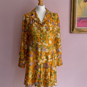 1970s print silk dress